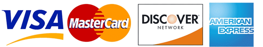 Visa, Mastercard, Discover, American Express